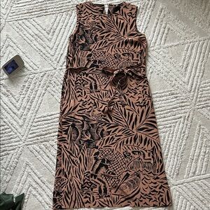 No. 6 Store Sleeveless Brown Patterned Silk Dress